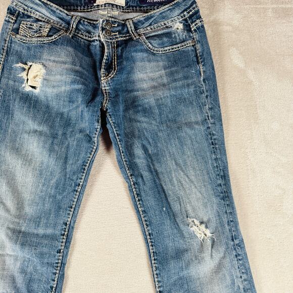 Vigoss Jeans Women's 11 Blue Fit Bootcut Mid Rise Distressed Medium Wash Stretch - Picture 3 of 14
